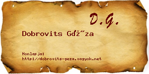 Dobrovits Géza névjegykártya